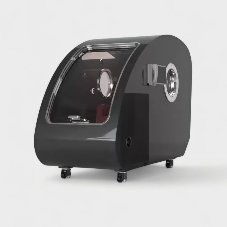 Macy Pan HP750 hard shell hyperbaric chamber with compact design that fits through standard doors